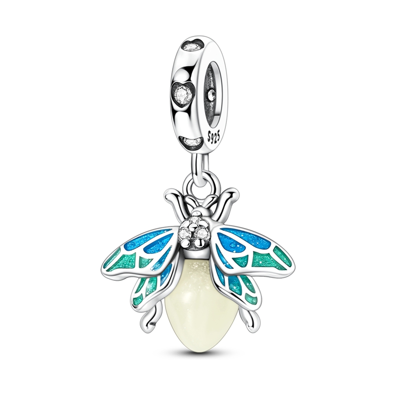 925 Sterling Silver Luminous Firefly Pendant for DIY Jewellery
